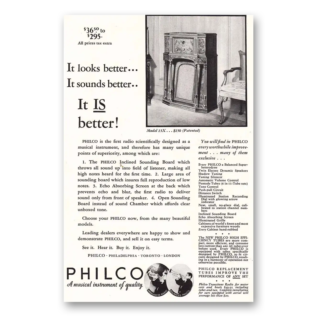 1937 Philco Radio Model 15x Looks Better Vintage Magazine Print Ad