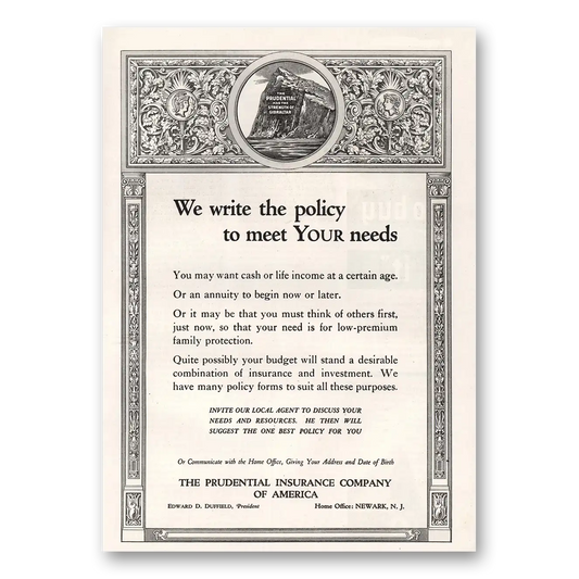 1934 Prudential Insurance We Write the Policy Vintage Magazine Print Ad