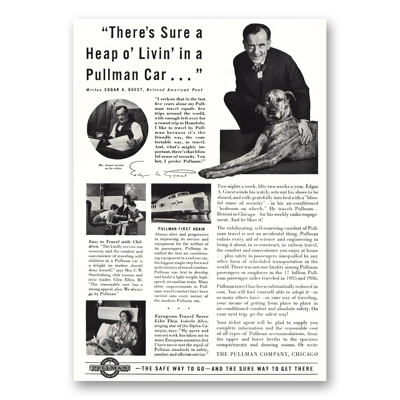 1937 Pullman Heap O Livin Edgar A Guest Vintage Magazine Print Ad