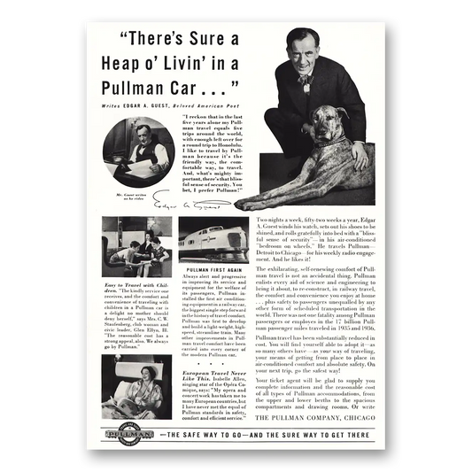 1937 Pullman Heap O Livin Edgar A Guest Vintage Magazine Print Ad