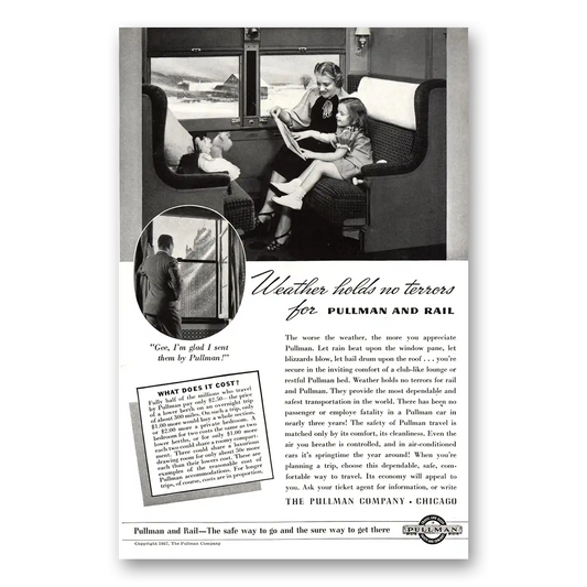 1937 Pullman Weather Holds No Terrors Vintage Magazine Print Ad