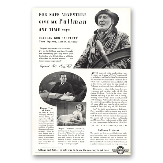 1937 Pullman Captain Bob Bartlett Vintage Magazine Print Ad