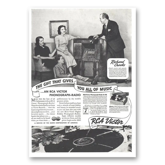 1937 RCA Victor Radios Richard Crooks Phonograph Radio Vintage Magazine Print Ad