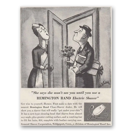 1937 Remington Rand Electric Shaver Won't See You Until You Use Vintage Magazine Print Ad