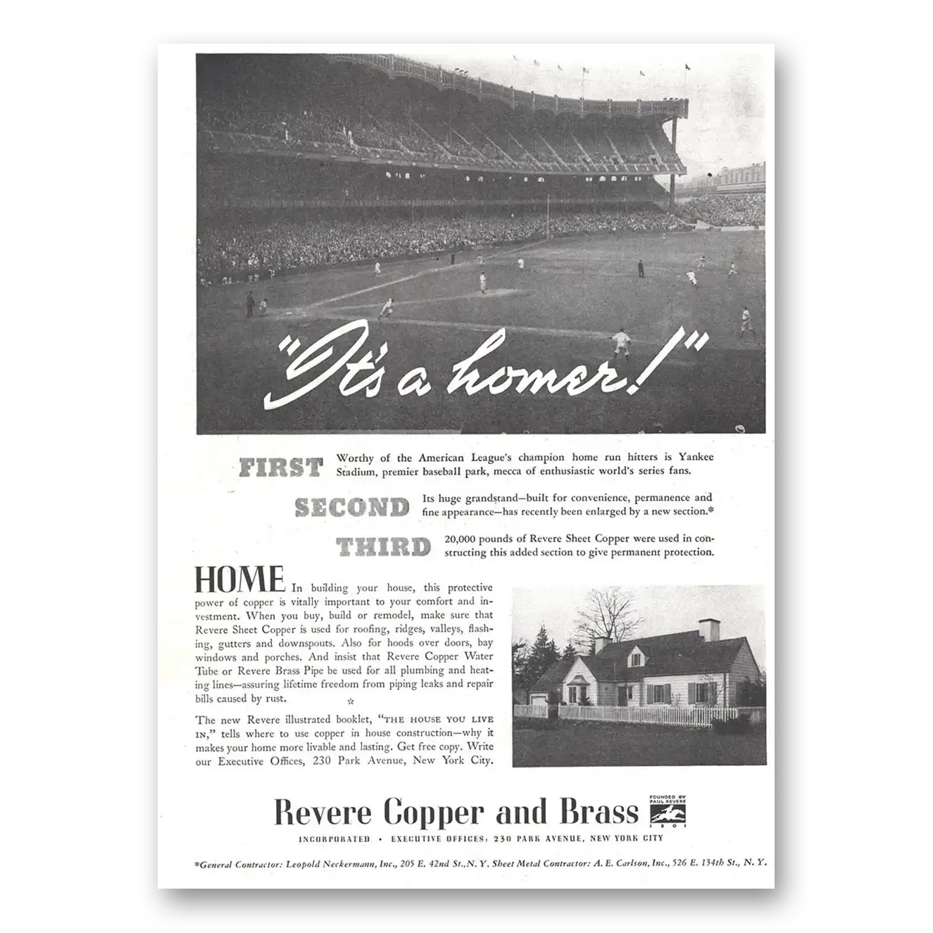 1937 Revere Copper + Brass Homer Vintage Magazine Print Ad