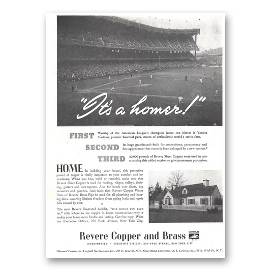 1937 Revere Copper + Brass Homer Vintage Magazine Print Ad