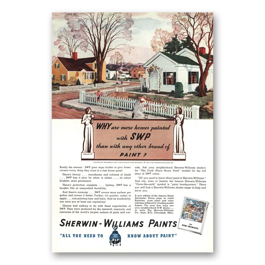 1937 Sherwin Williams Paints More Homes Painted with SWP Vintage Magazine Print Ad