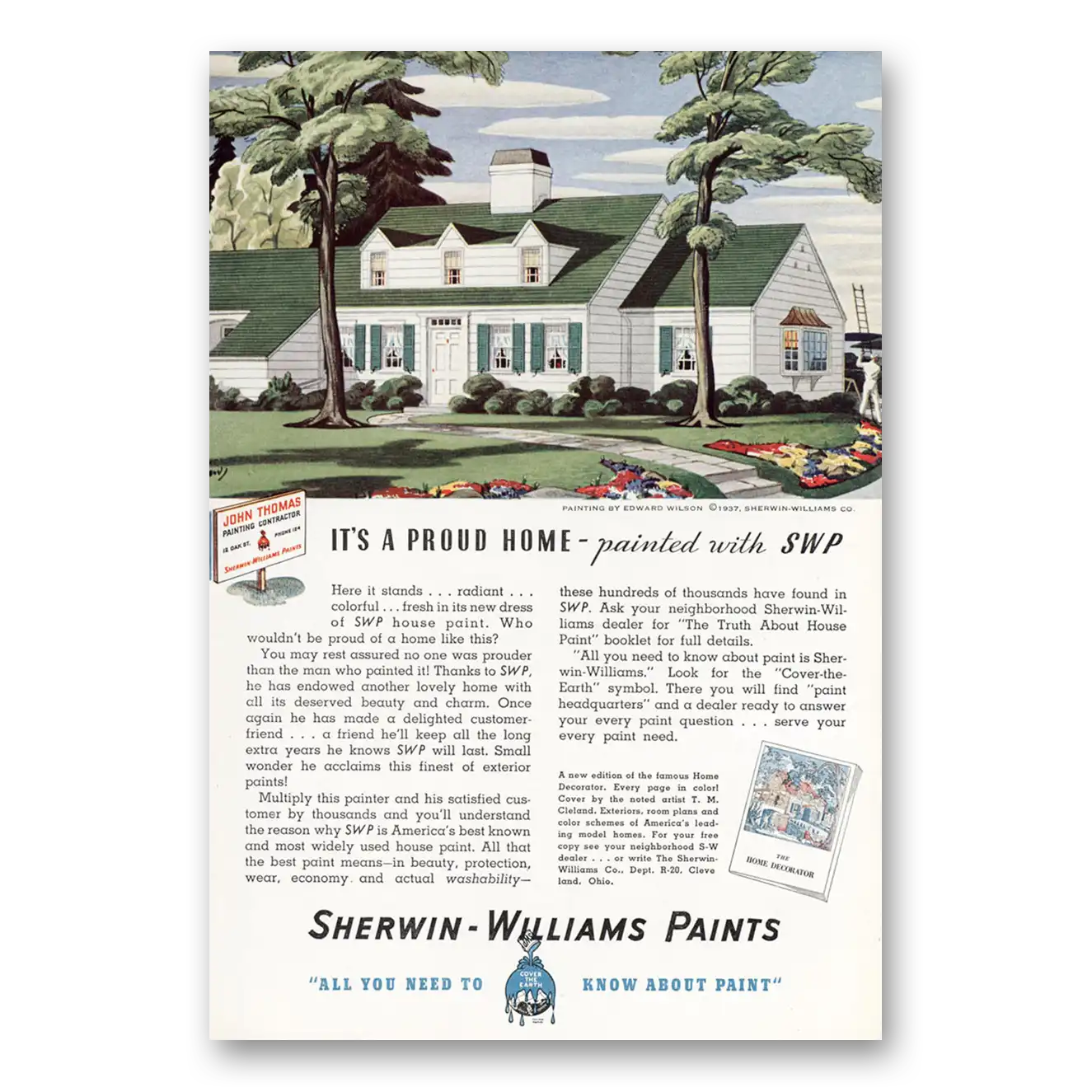 1937 Sherwin Williams Paints Edward Wilson Vintage Magazine Print Ad