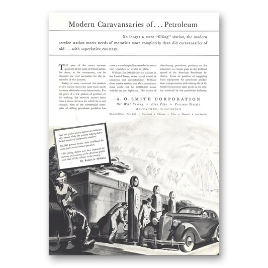 1937 A O Smith Modern Caravansaries of Petroleum Vintage Magazine Print Ad