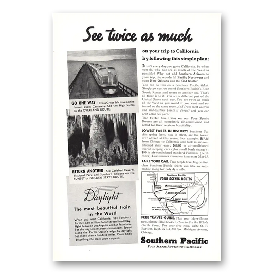 1937 Southern Pacific Daylight Most Beautiful Train Vintage Magazine Print Ad