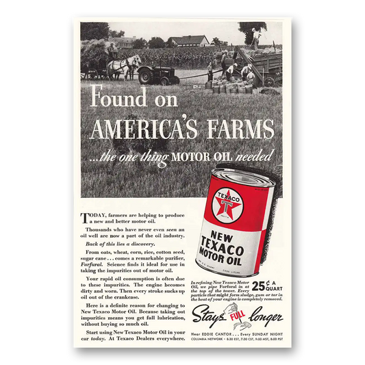 1937 Texaco Motor Oil Motor Oil Americas Farms Vintage Magazine Print Ad