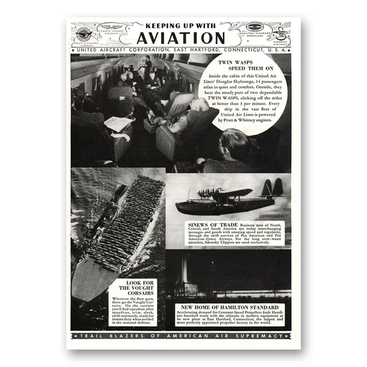 1937 United Airlines Keeping Up With Aviation Vintage Magazine Print Ad