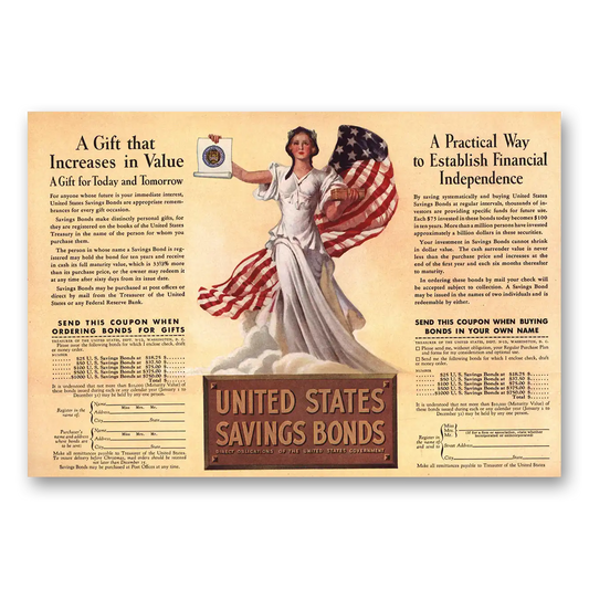 1937 United States Savings Bonds Gift that Increases Vintage Magazine Print Ad