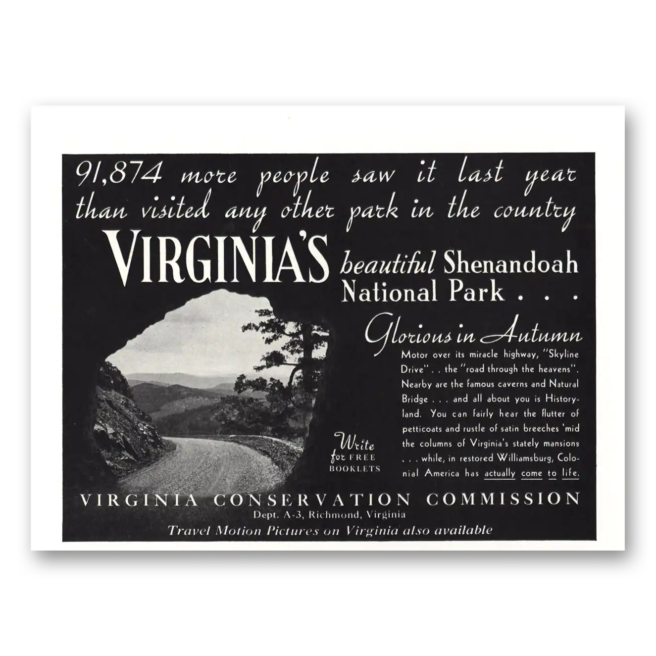 1937 Virginia More People Saw It Last Year Vintage Magazine Print Ad