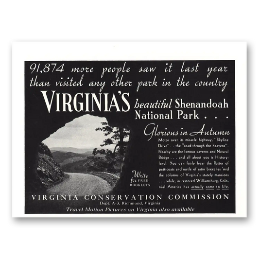 1937 Virginia More People Saw It Last Year Vintage Magazine Print Ad