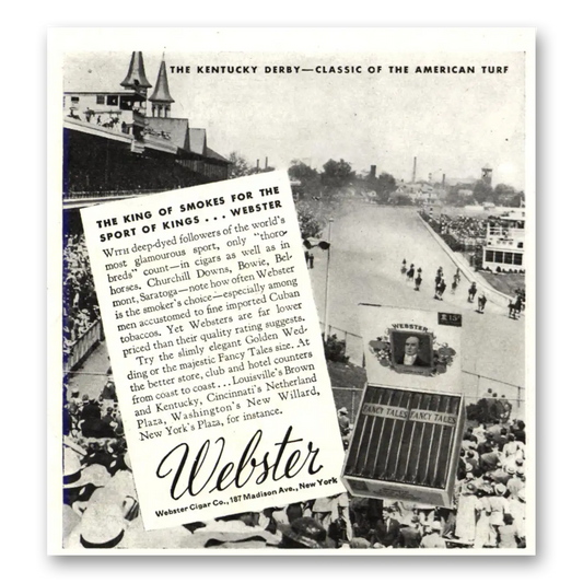 1937 Webster Cigars Kentucky Derby Vintage Magazine Print Ad