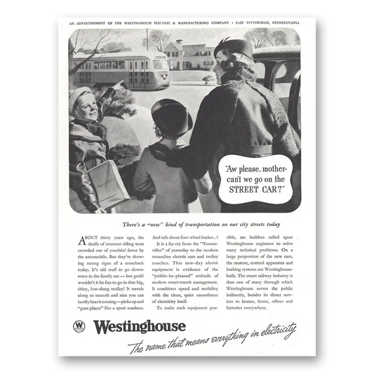 1937 Westinghouse Can't We Go on the Street Car Vintage Magazine Print Ad