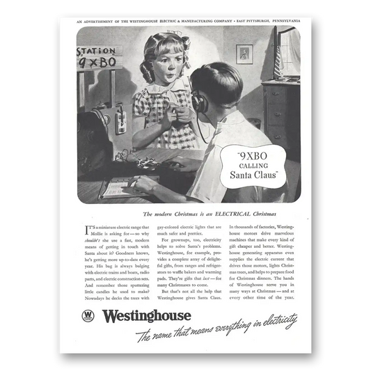 1937 Westinghouse Calling Santa Claus Vintage Magazine Print Ad