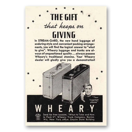 1937 Wheary Luggage Stream Gard Vintage Magazine Print Ad