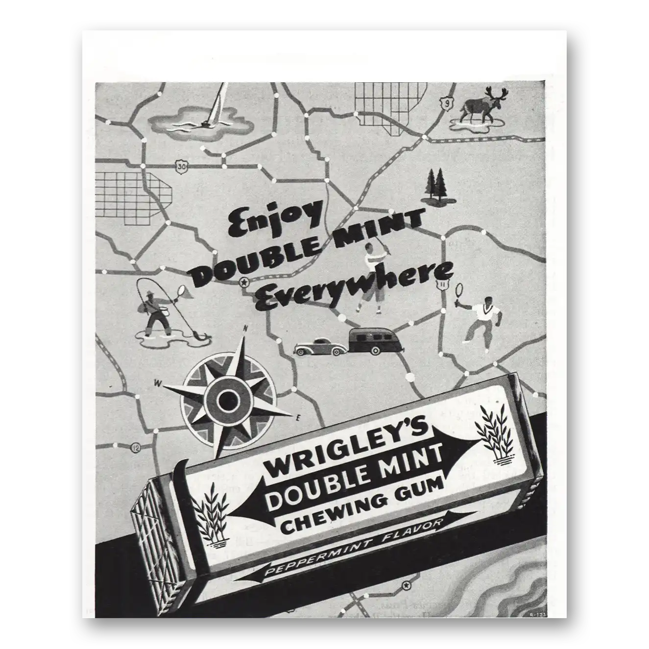 1937 Wrigleys Gum Double Mint Chewing Gum Enjoy Double Mint Everywhere Vintage Magazine Print Ad