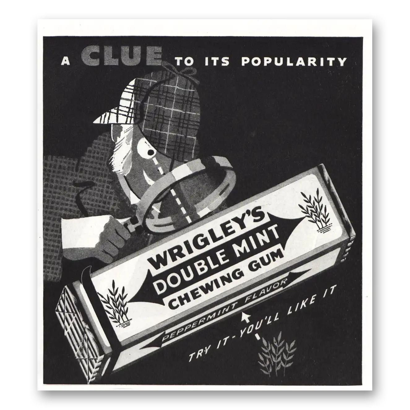 1937 Wrigleys Gum Double Mint Chewing Gum Clue To Its Popularity Vintage Magazine Print Ad