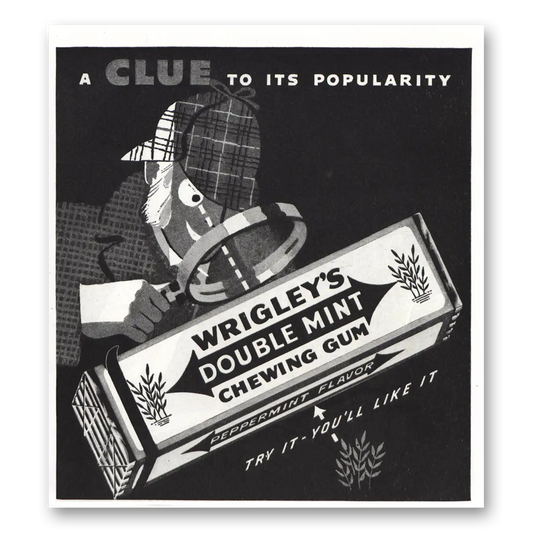 1937 Wrigleys Gum Double Mint Chewing Gum Clue To Its Popularity Vintage Magazine Print Ad