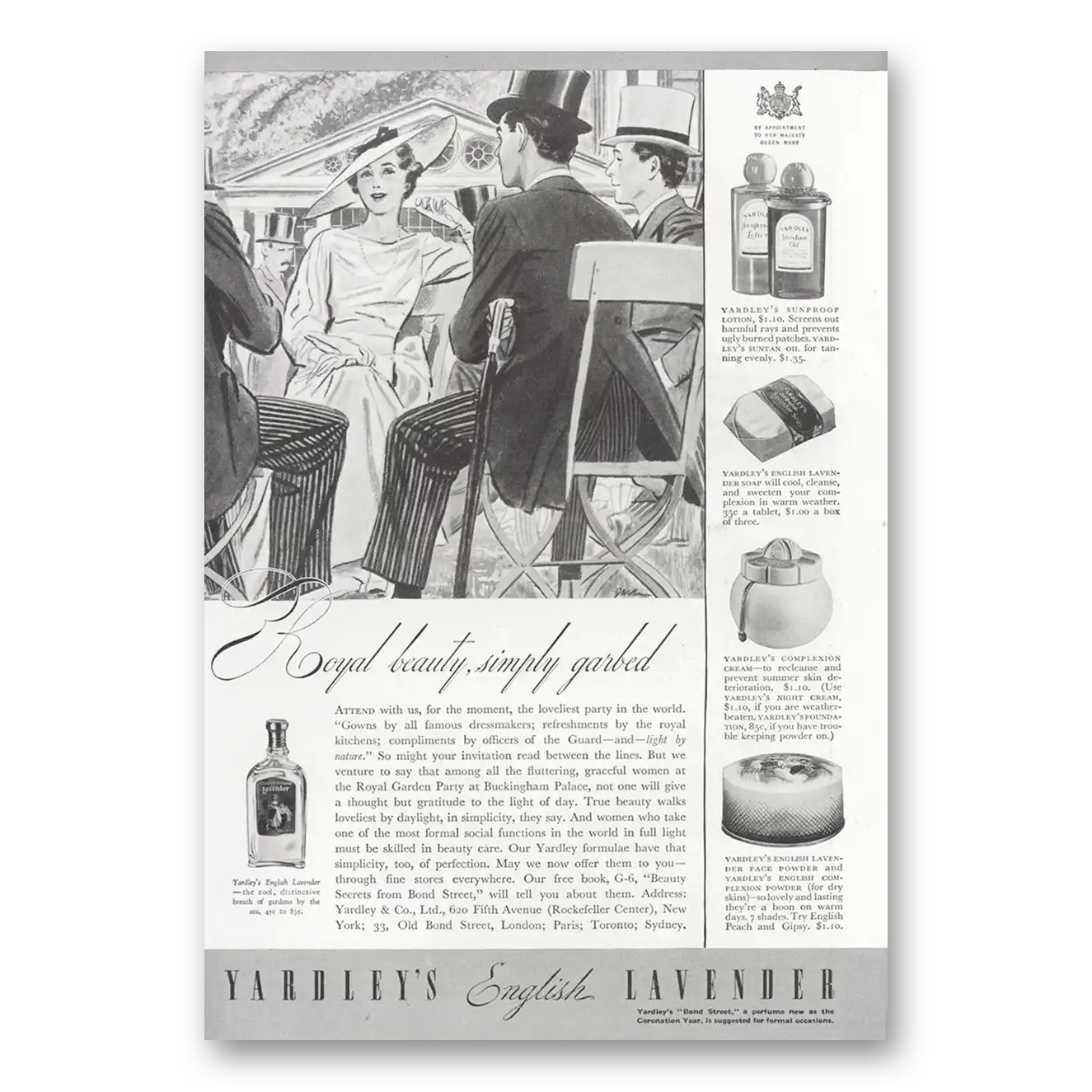 1937 English Lavender Royal Beauty Simply Garbed Vintage Magazine Print Ad