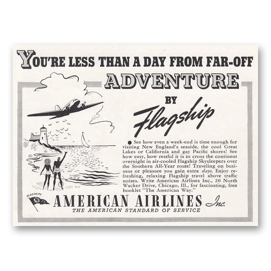 1938 American Airlines Adventure By Flagship Vintage Magazine Print Ad