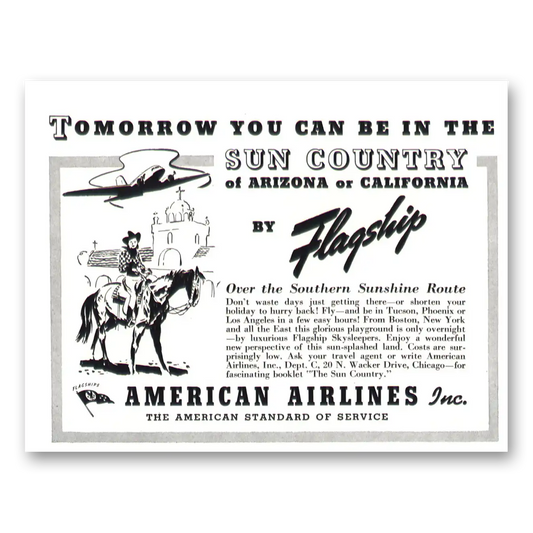 1938 American Airlines Sun Country California Vintage Magazine Print Ad