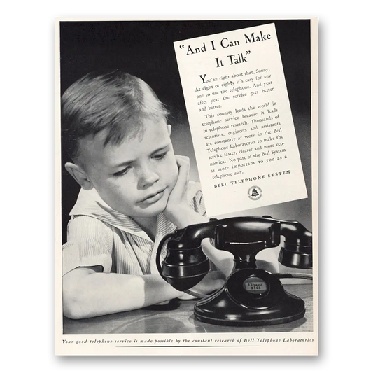 1938 Bell Telephone And I Can Make It Talk Vintage Magazine Print Ad