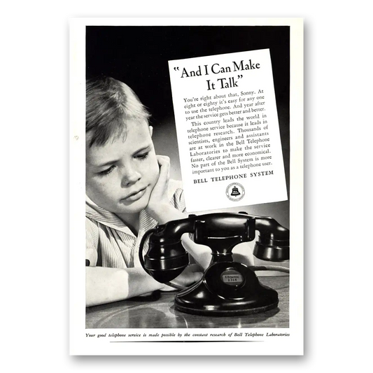 1938 Bell Telephone And I Can Make It Talk Vintage Magazine Print Ad