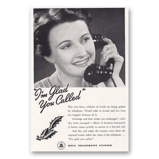 1938 Bell Telephone Glad You Called Vintage Magazine Print Ad