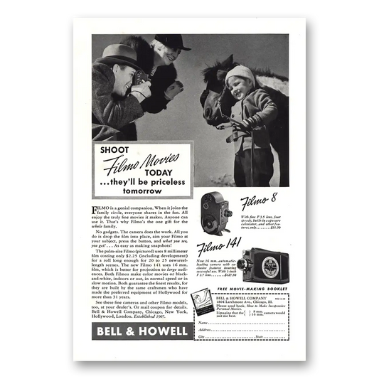 1938 Filmo Camera Shoot Filmo Movies Today Vintage Magazine Print Ad