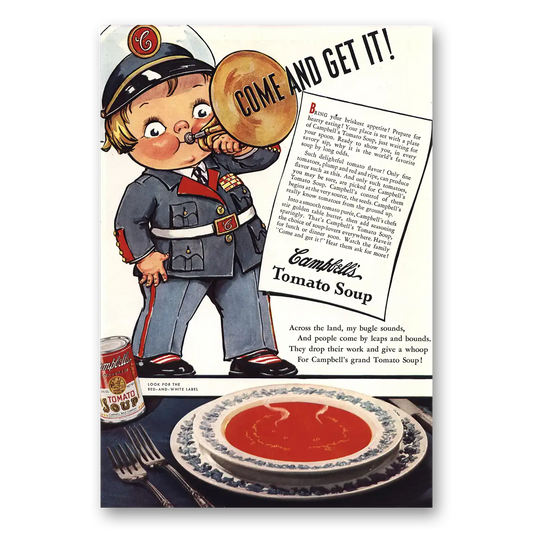 1938 Campbells Tomato Soup Come and Get It Vintage Magazine Print Ad