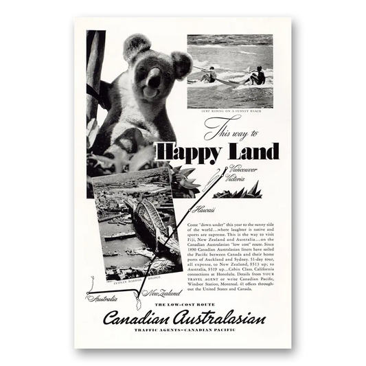 1938 Canadian Pacific Happy Land Australasian Vintage Magazine Print Ad