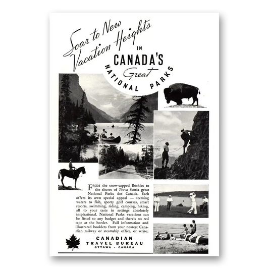 1938 Canada Canada Vacation Heights Great National Parks Vintage Magazine Print Ad