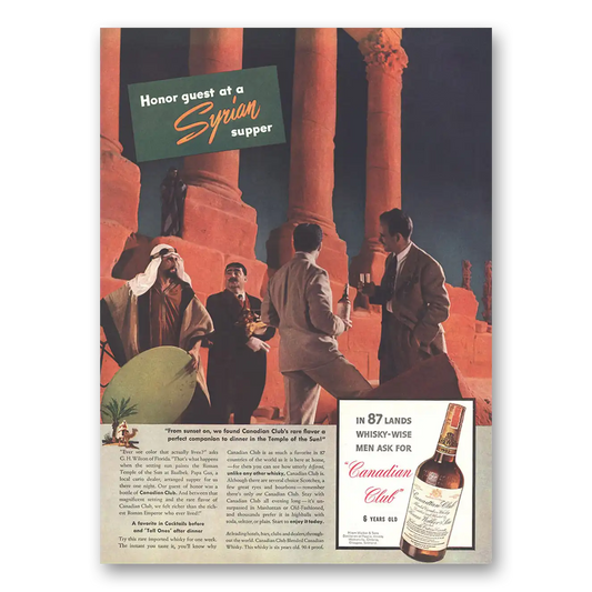 1938 Canadian Club Honor Guest At a Syrian Supper Vintage Magazine Print Ad