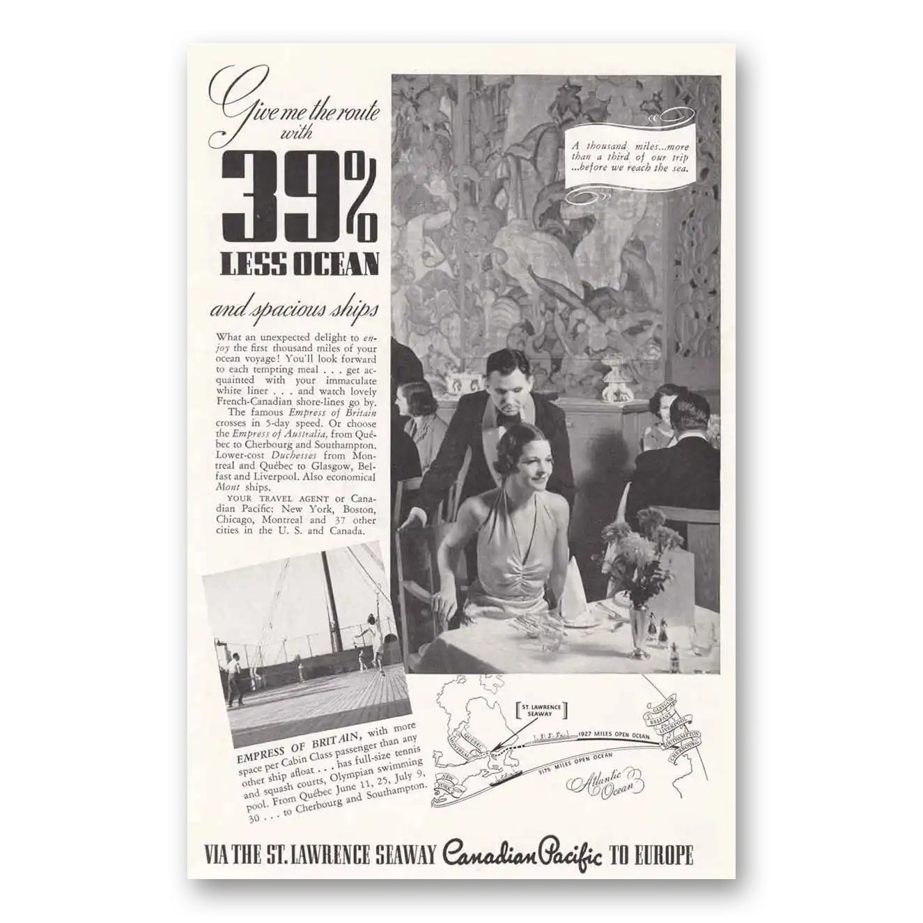 1938 Canadian Pacific Give Me the Route Vintage Magazine Print Ad