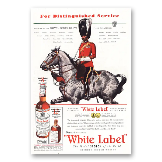 1938 Dewars White Label Royal Scots Greys Vintage Magazine Print Ad