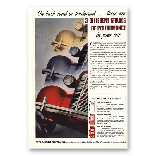 1938 Ethyl Gasoline Back Road or Boulevard Vintage Magazine Print Ad