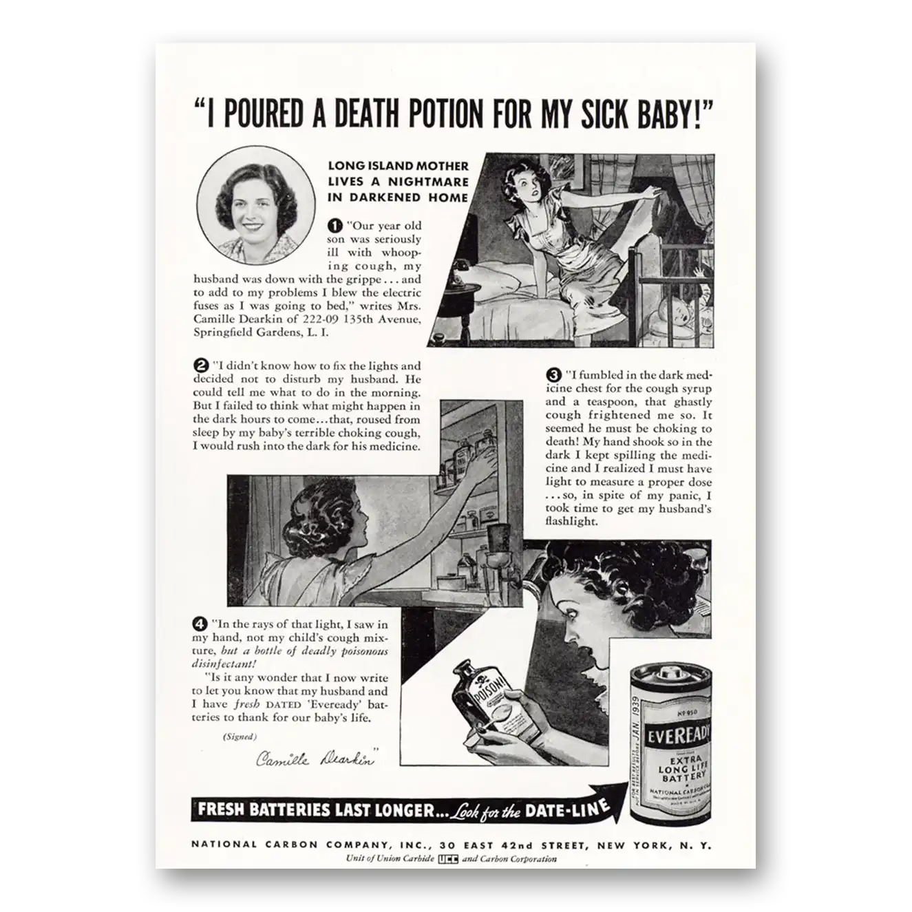 1938 Eveready Batteries Poured a Death Potion For My Sick Baby Vintage Magazine Print Ad