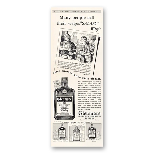 1938 Glenmore Whiskey Many People Call Their Wages Salary Vintage Magazine Print Ad