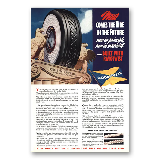 1938 Goodyear Tires Tire of the Future Double Eagle Vintage Magazine Print Ad