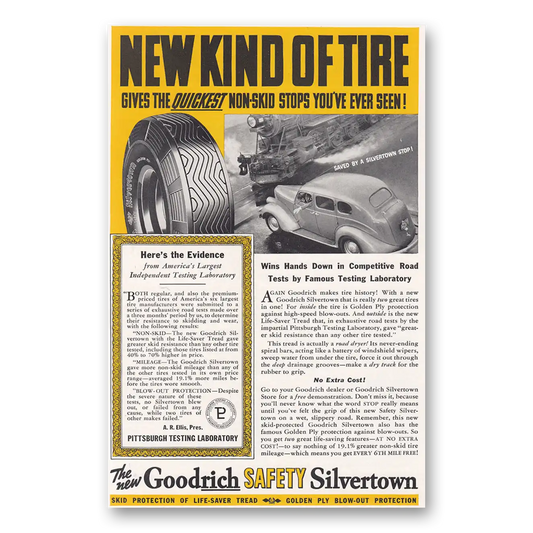 1938 Goodrich Silvertown Tires New Kind of Tire Vintage Magazine Print Ad