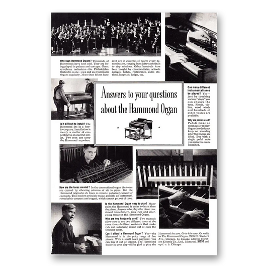 1938 Hammond Organ Answers to Your Questions Vintage Magazine Print Ad