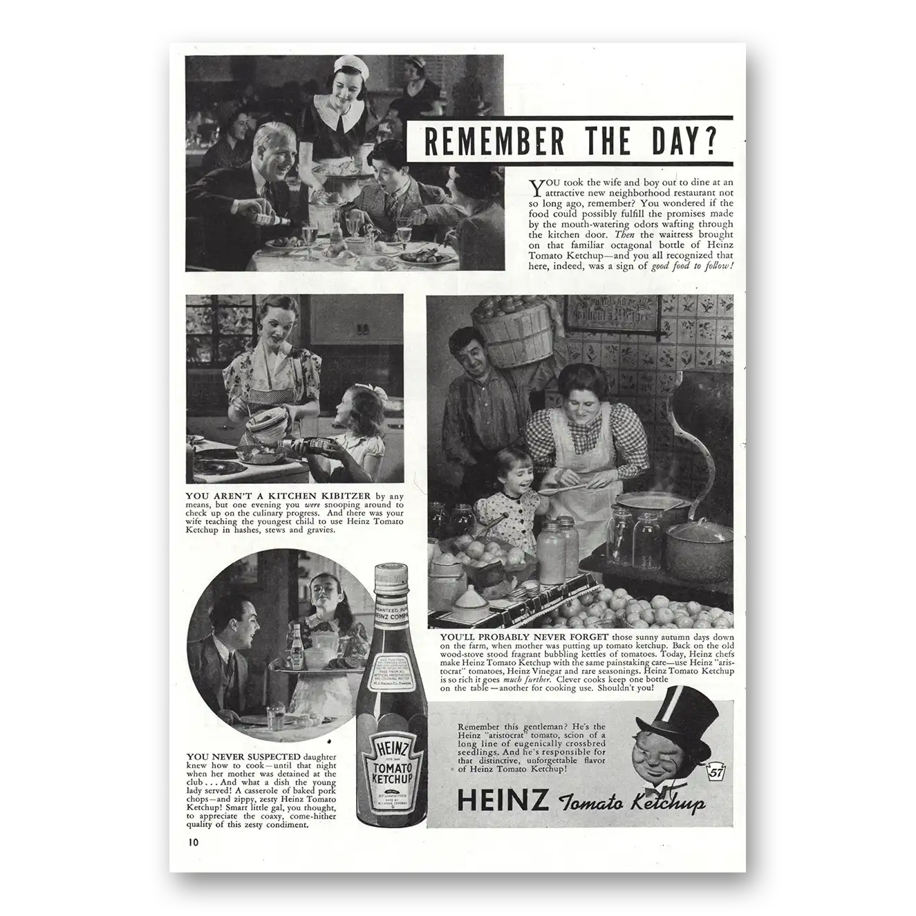 1938 Heinz Ketchup Remember the Day Vintage Magazine Print Ad