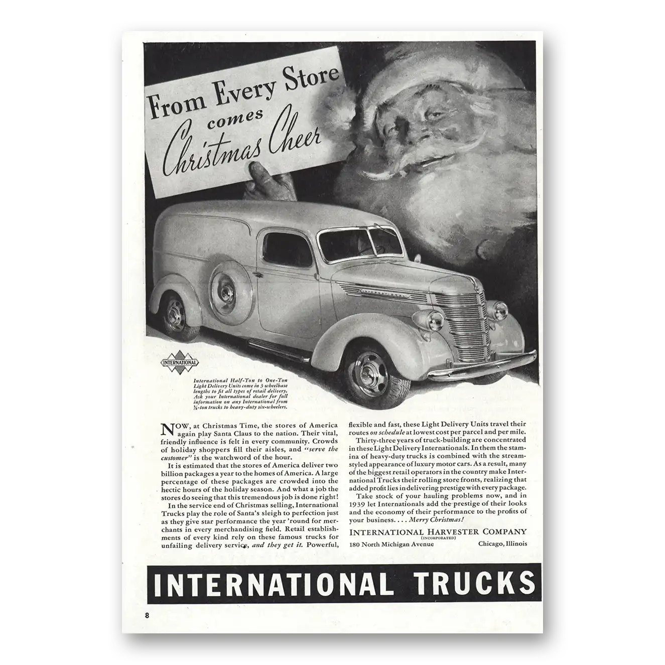 1938 International Trucks Christmas Cheer Vintage Magazine Print Ad