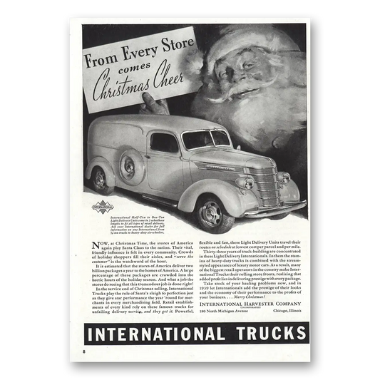 1938 International Trucks Christmas Cheer Vintage Magazine Print Ad