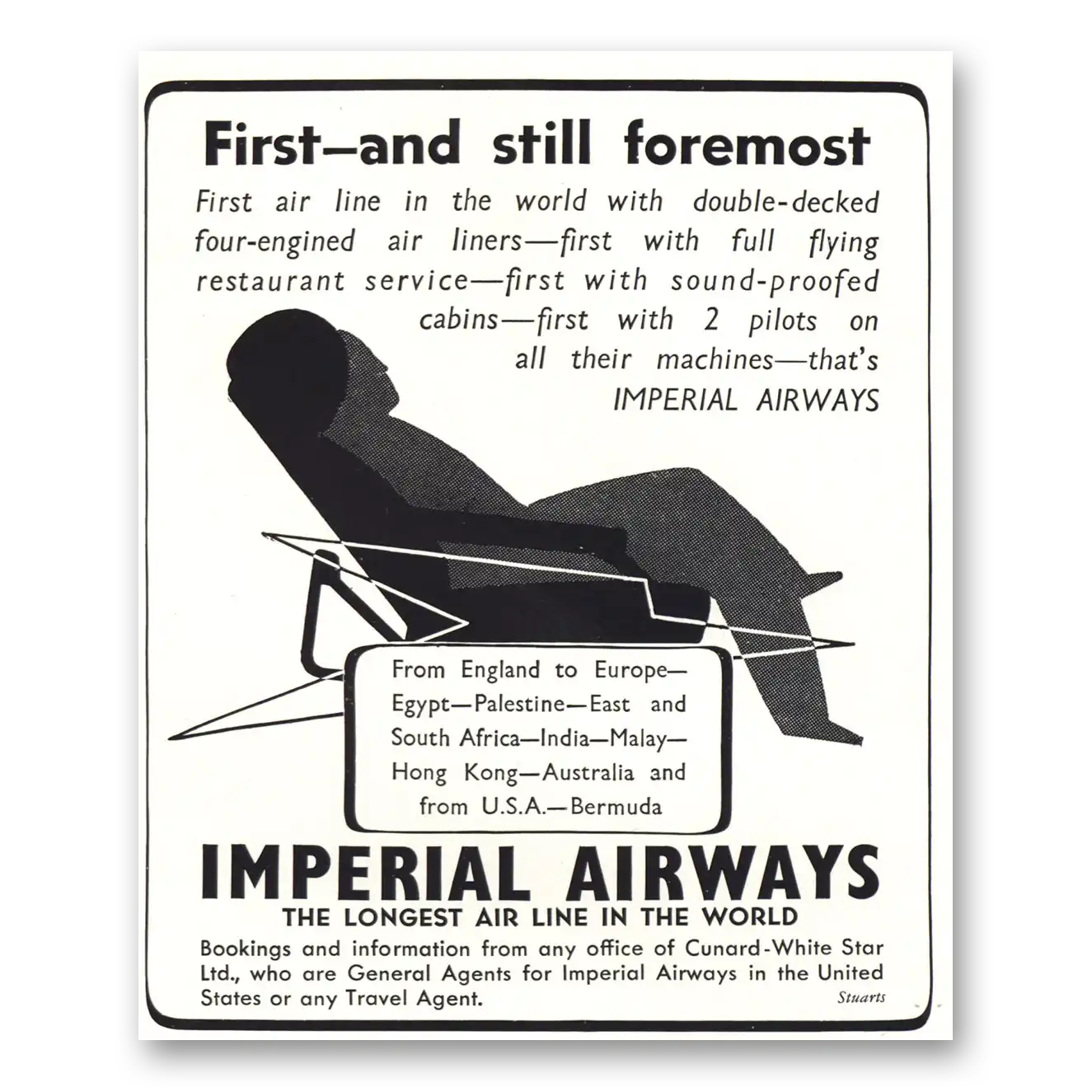 1938 Imperial Airways First and Still Foremost Vintage Magazine Print Ad