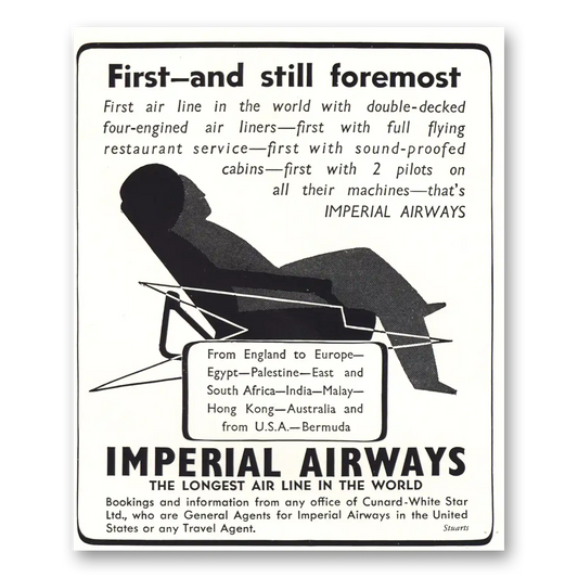 1938 Imperial Airways First and Still Foremost Vintage Magazine Print Ad